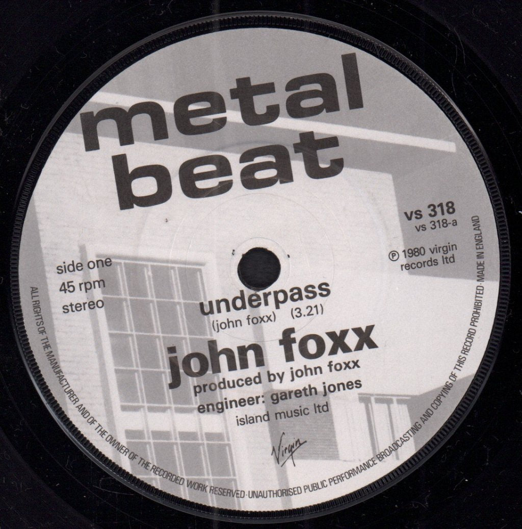 John Foxx - Underpass - 7 Inch
