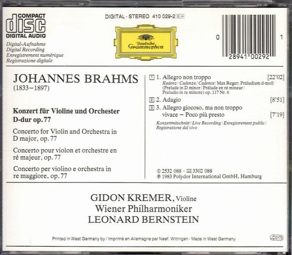 Wiener Philharmoniker, Leonard Bernstein - Brahms - Violinkonzert = Violin Concerto - Cd