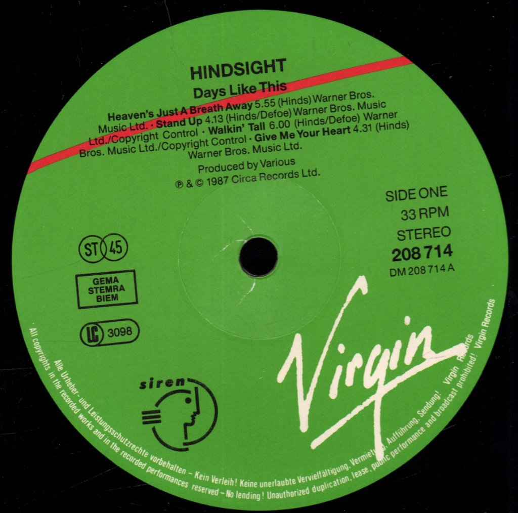 Hindsight - Days Like This - Lp