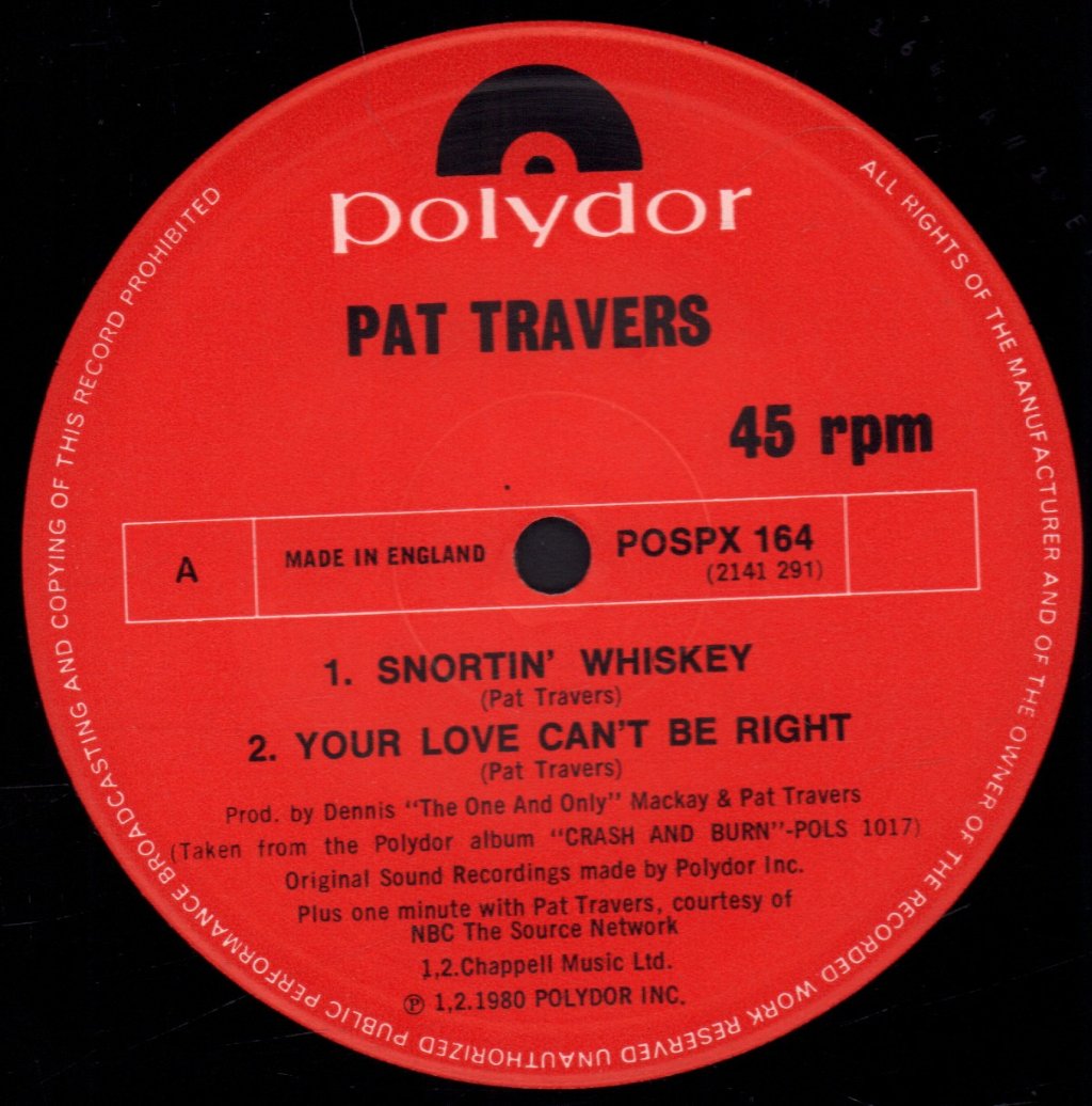 Pat Travers - Snortin' Whiskey - 12 Inch