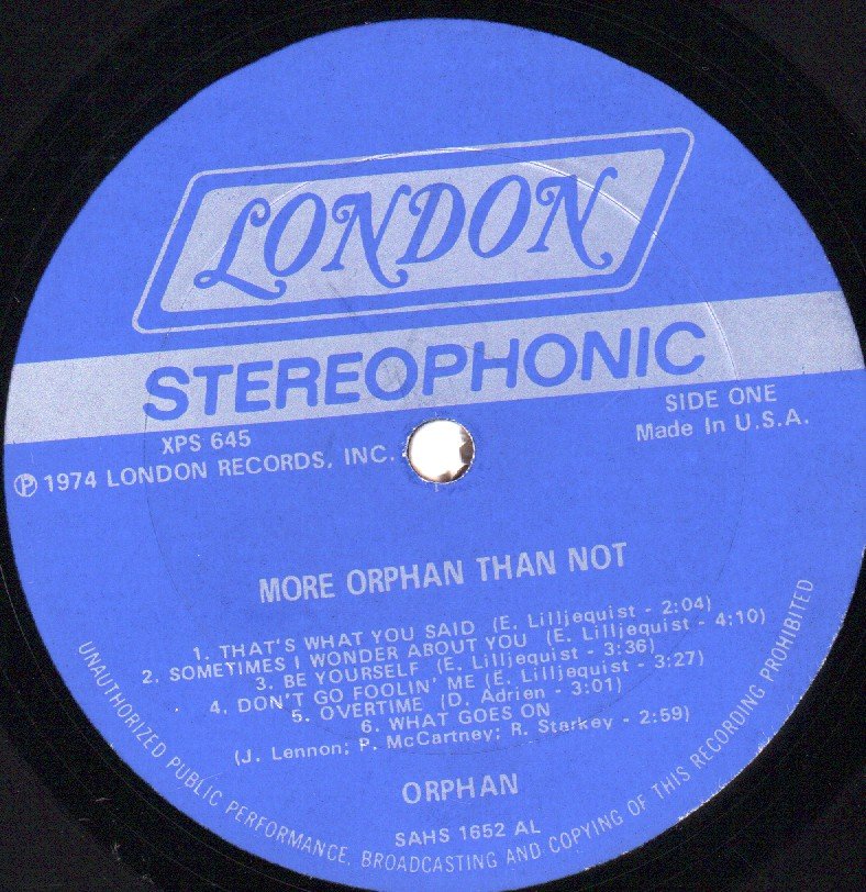 Orphan (70'S Rock Group) - More Orphan Than Not - Lp