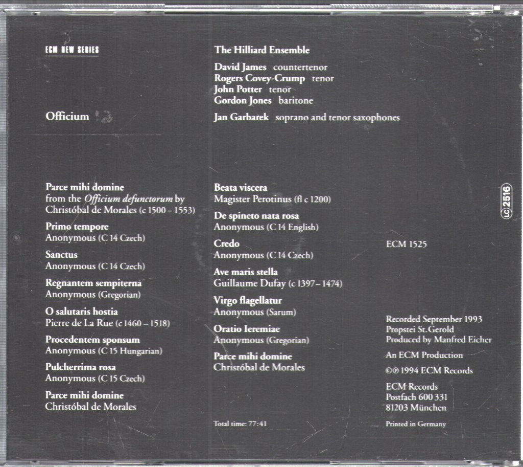 Jan Garbarek - The Hilliard Ensemble - Officium - Cd