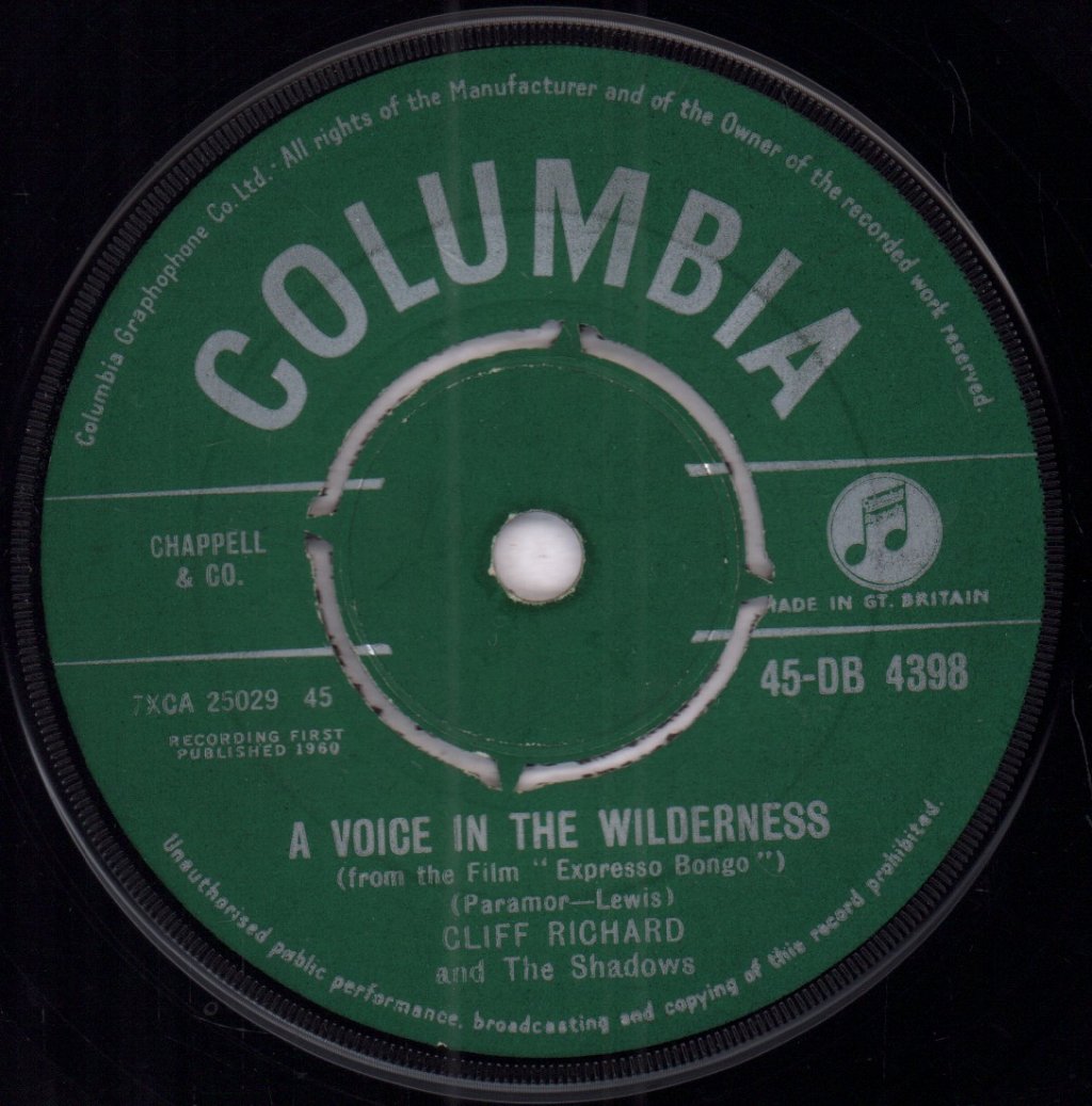 Cliff Richard And The Shadows - A Voice In The Wilderness - 7 Inch