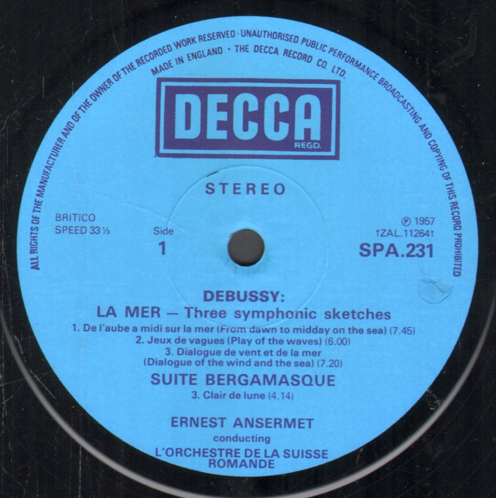 Ernest Ansermet / L'Orchestre De La Suisse Romande - Delibes - La Mer - Lp