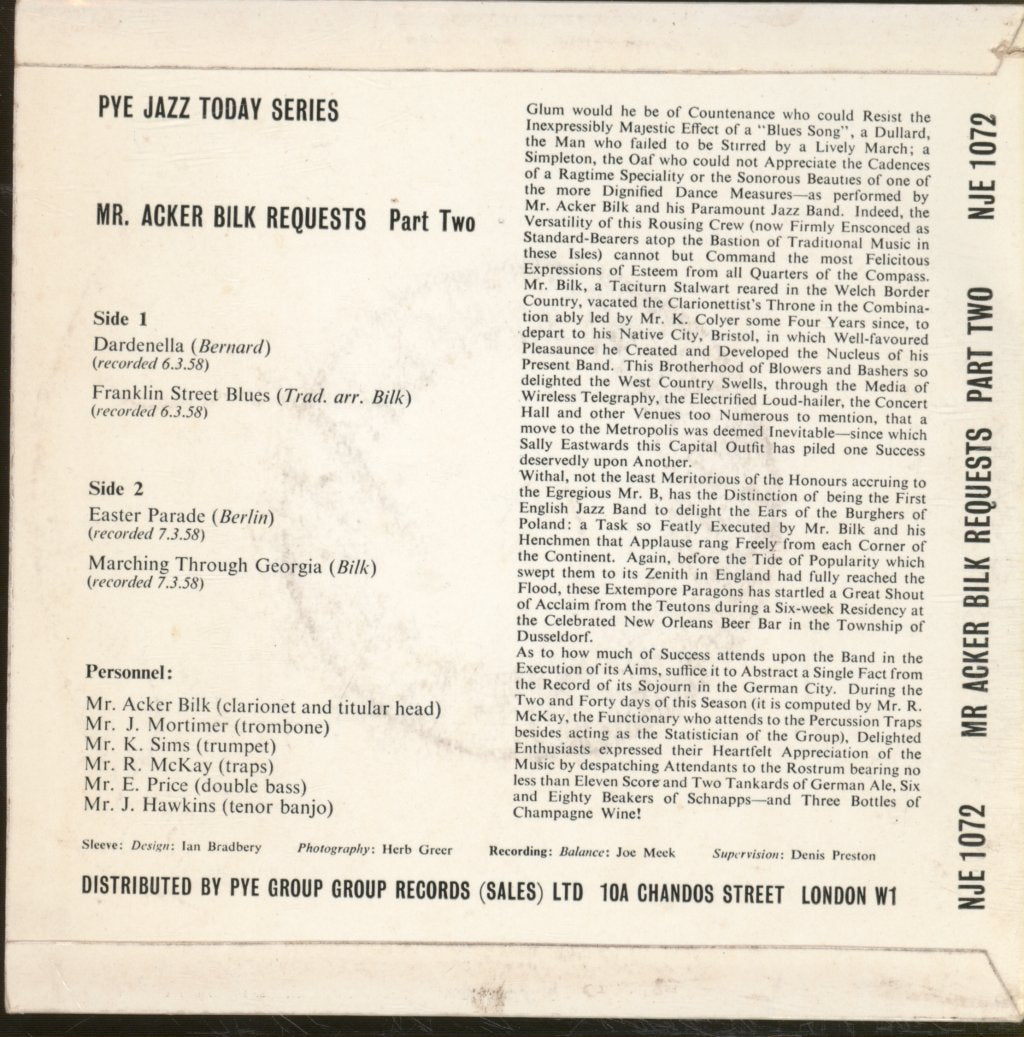 Acker Bilk - Requests Part Two - 7 Inch