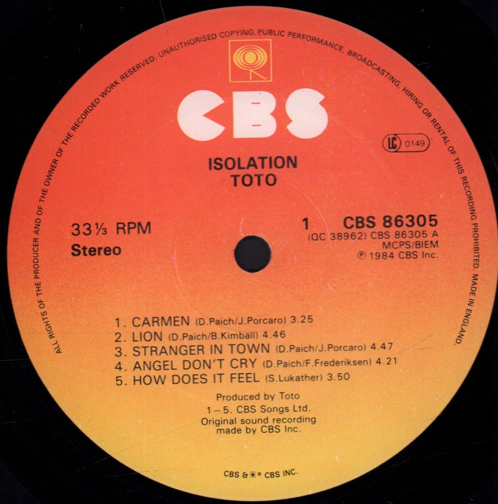 Toto - Isolation - Lp