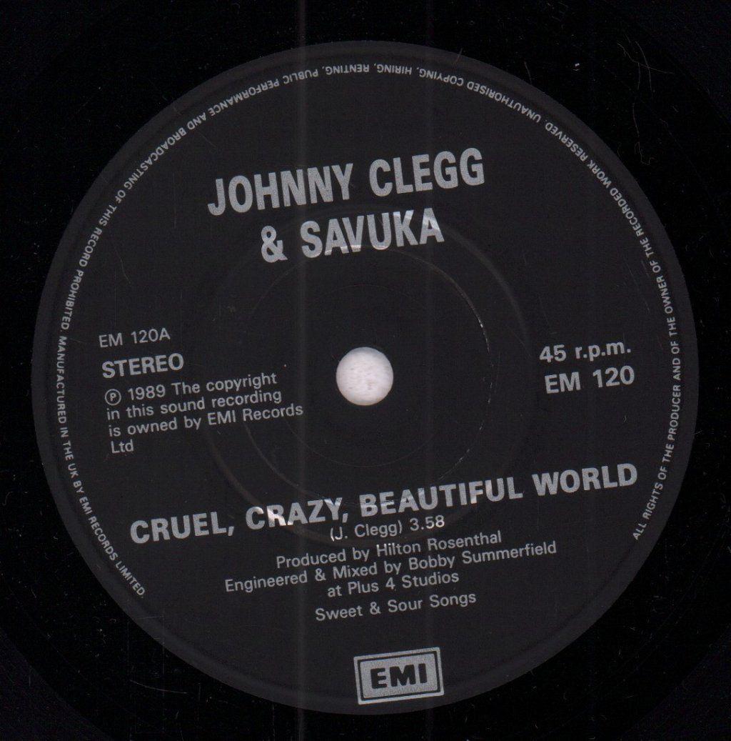 Johnny Clegg And Savuka - Cruel Crazy Beautiful World - 7 Inch