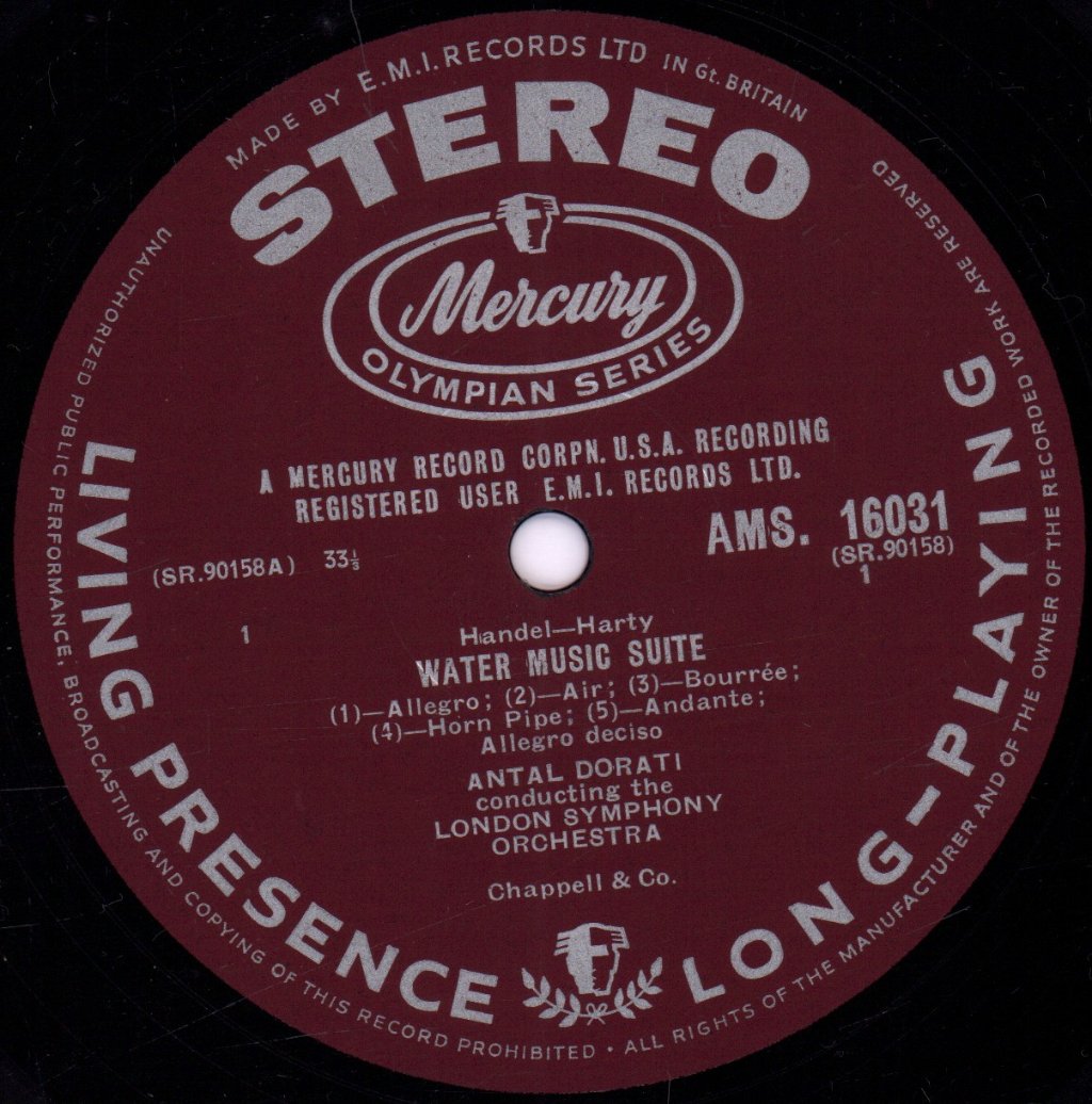 London Symphony Orchestra - Handel-Harty Water Music Suite & Music For The Royal Fireworks - Lp
