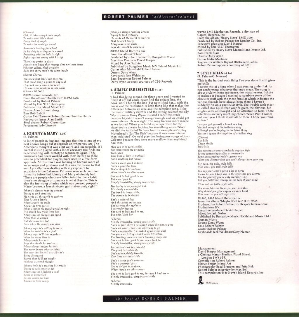 Robert Palmer - Addictions Volume 1 - Lp