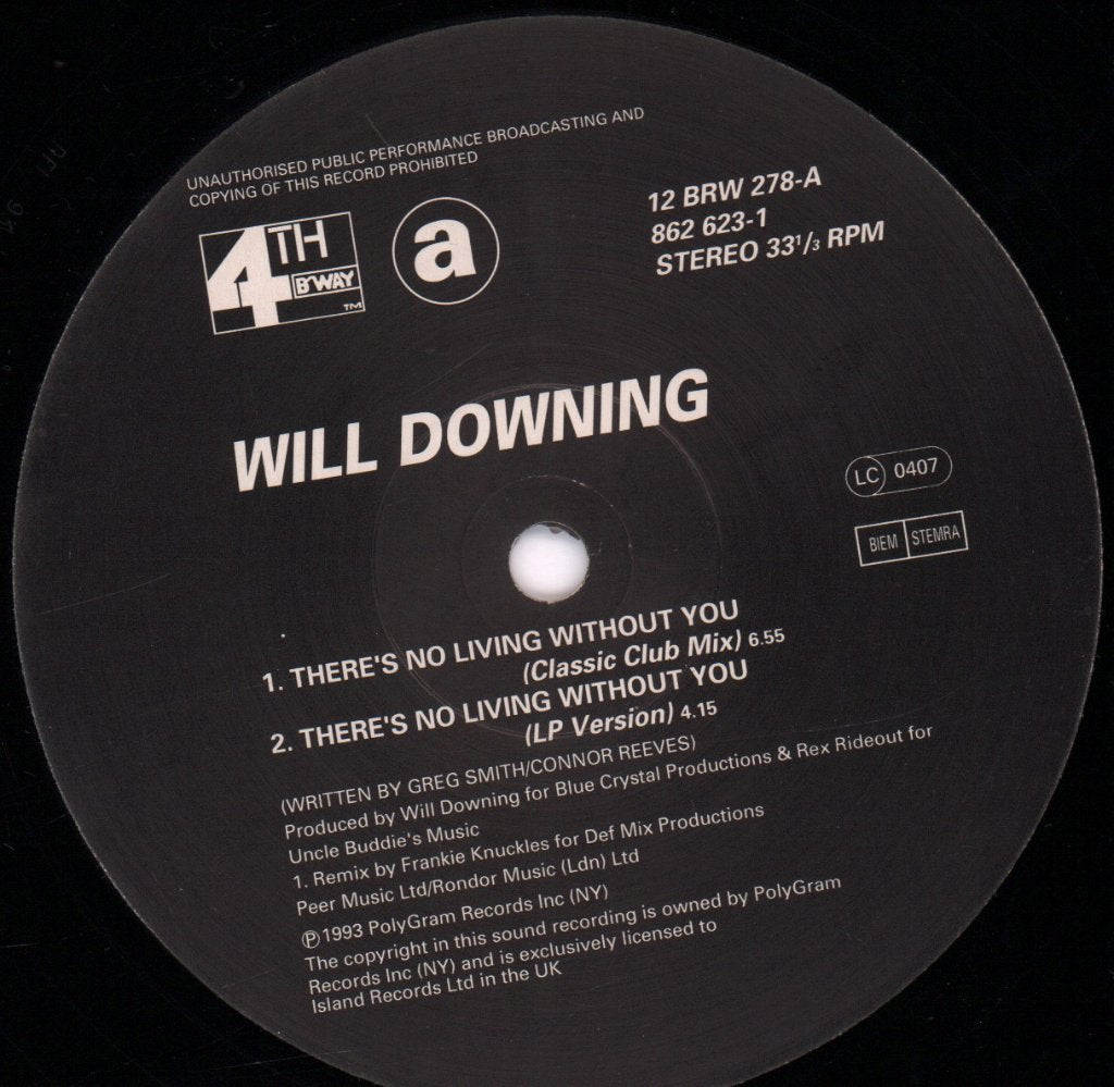 Will Downing - There's No Living Without You - 12 Inch