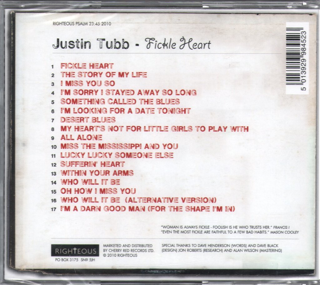 Justin Tubb - Fickle Heart - Cd