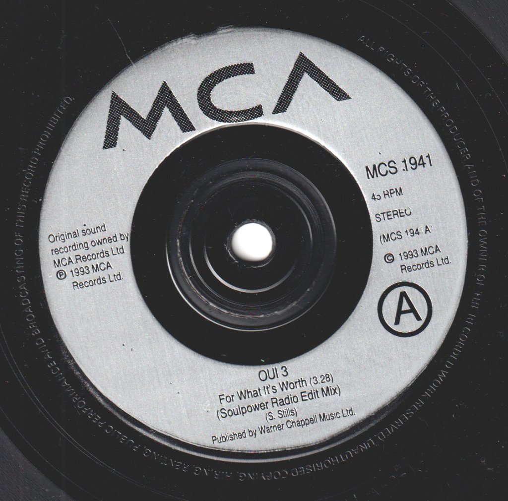 Oui 3 - For What It's Worth - 7 Inch