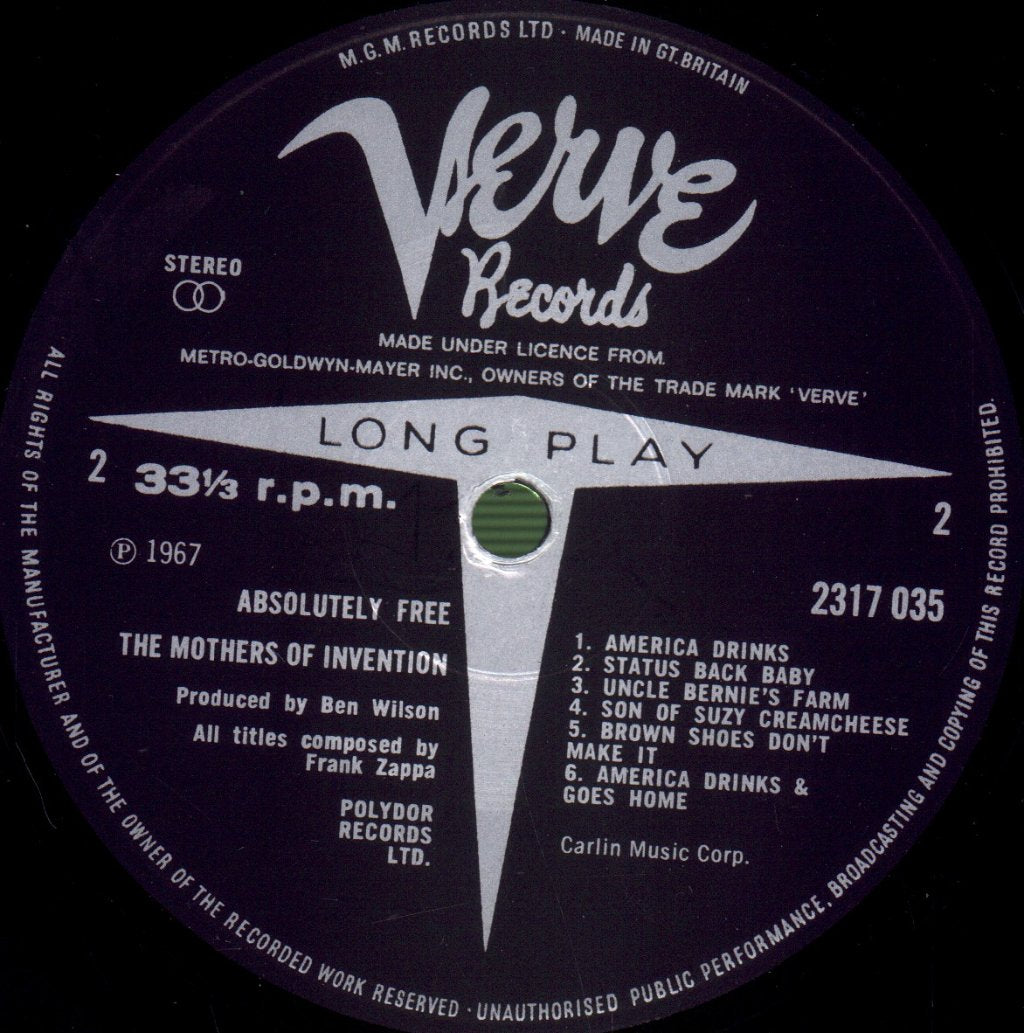 Mothers Of Invention - Absolutely Free - Lp