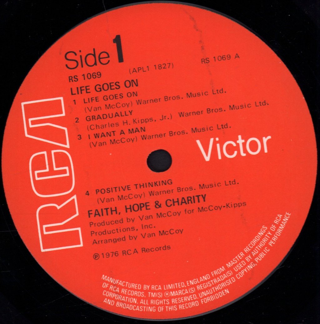 Faith Hope And Charity (70'S Artist) - Life Goes On - Lp