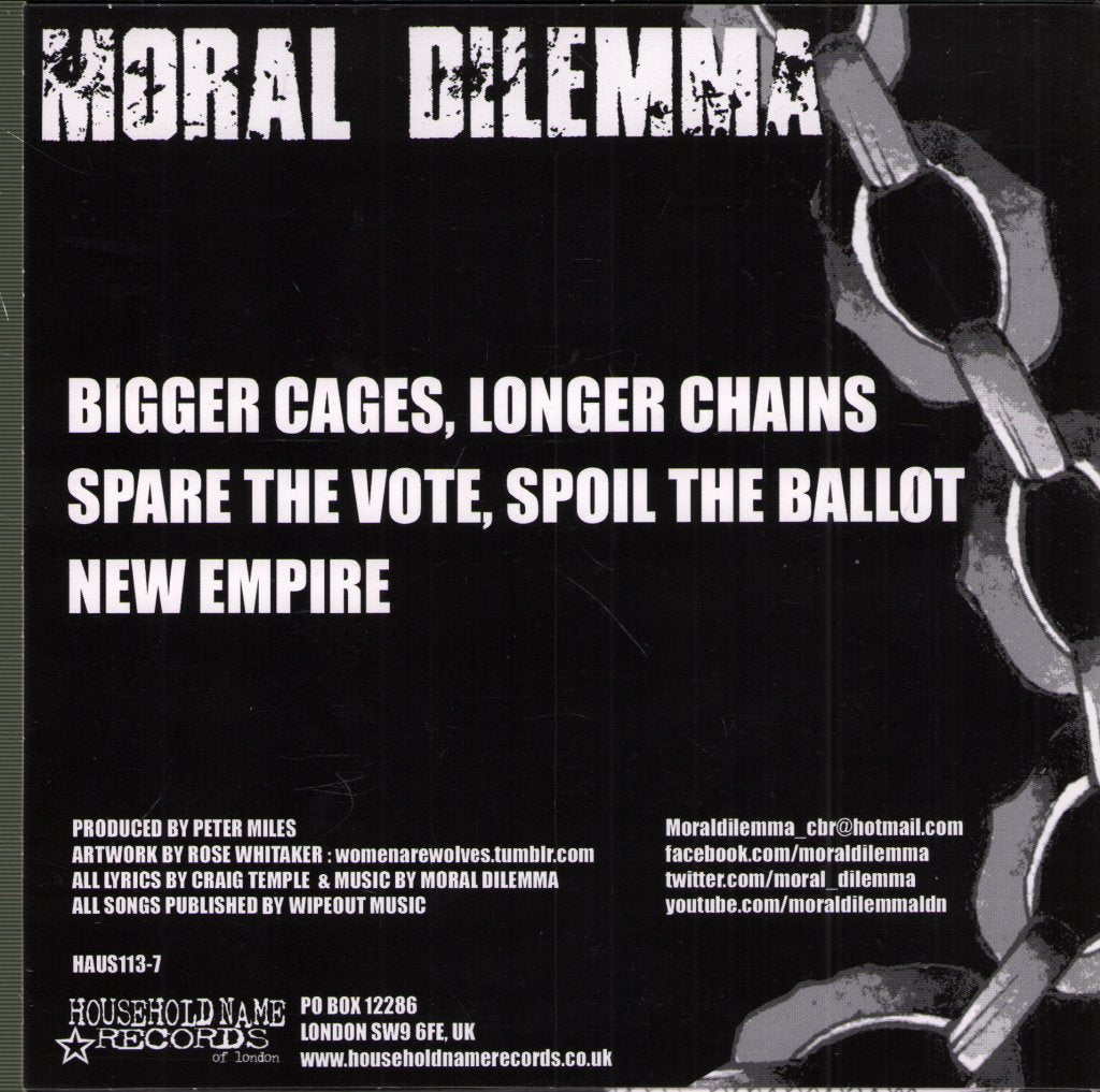 Moral Dilemma - Bigger Cages Longer Chains - 7 Inch