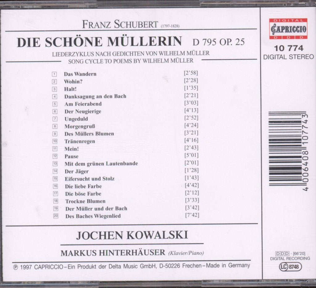Jochen Kowalski, Markus Hinterhauser - Schubert - Die Schöne Müllerin - Cd