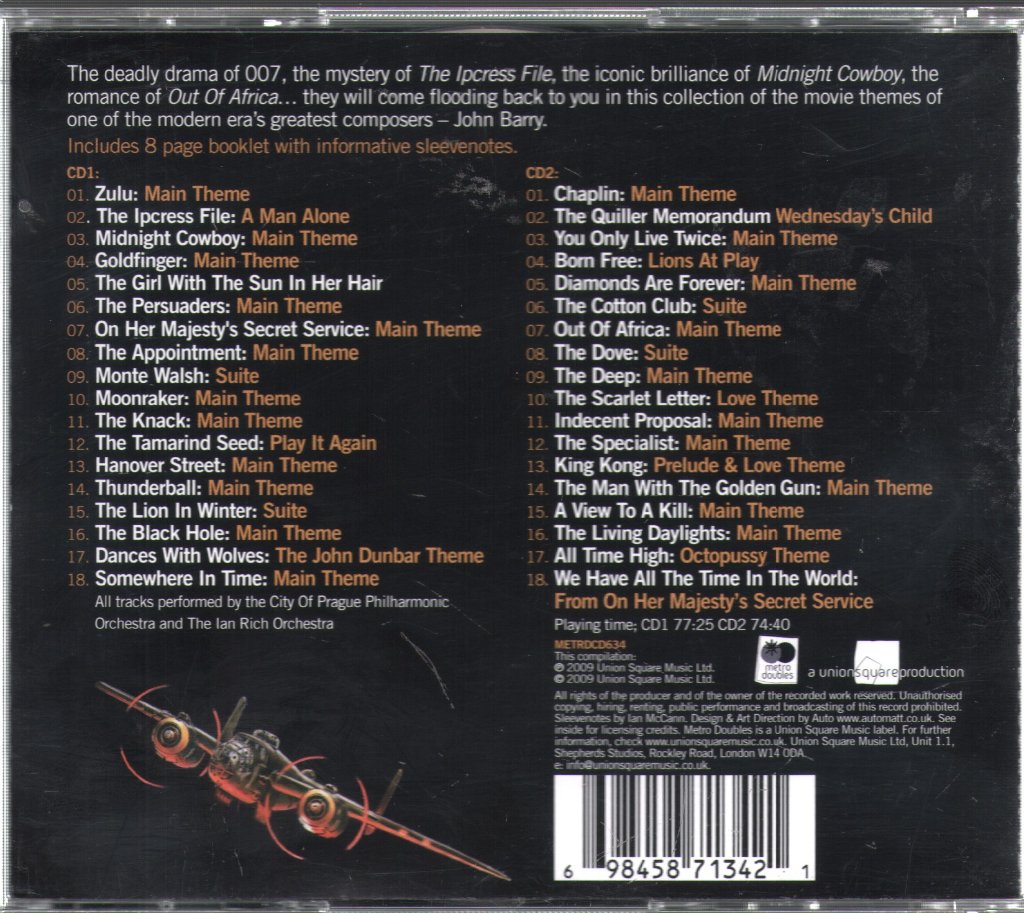 City Of Prague Philharmonic Orchestra - John Barry Soundtracks - Double Cd