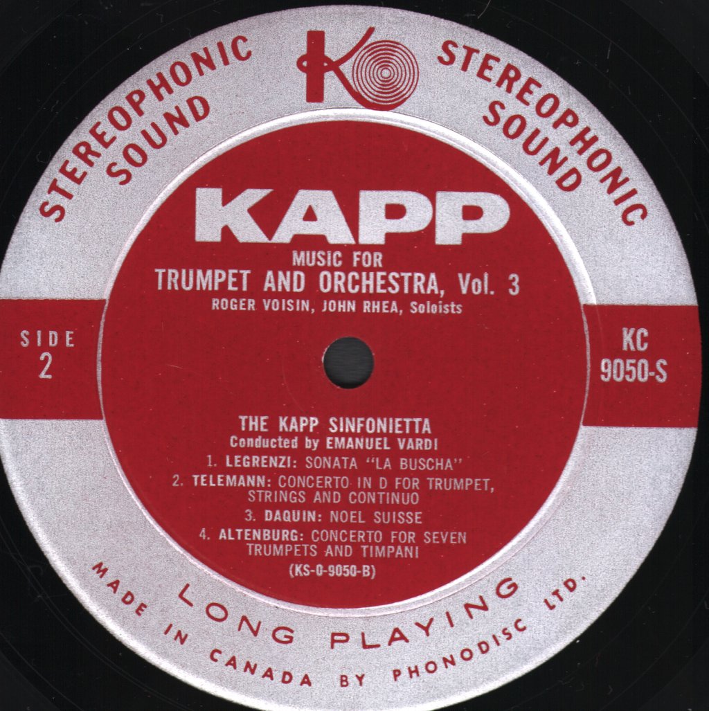 Roger Voisin / John Rhea / Kapp Sinfonietta / Emanuel Vardi - Music For Trumpet & Orchestra Vol. 3 - Lp