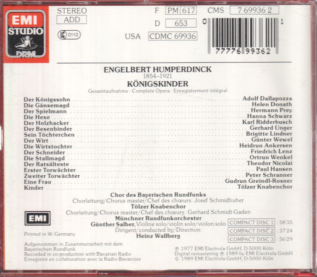 Chor Des Bayerischen Rundfunks, Münchner Rundfunkorchester, Wallberg - Engelbert Humperdinck - Königskinder - Cd Set