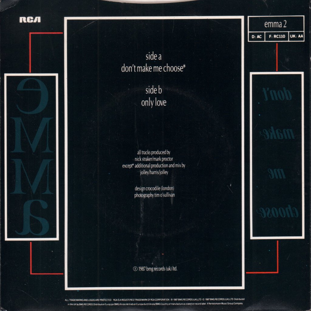 Emma - Don't Make Me Choose - 7 Inch