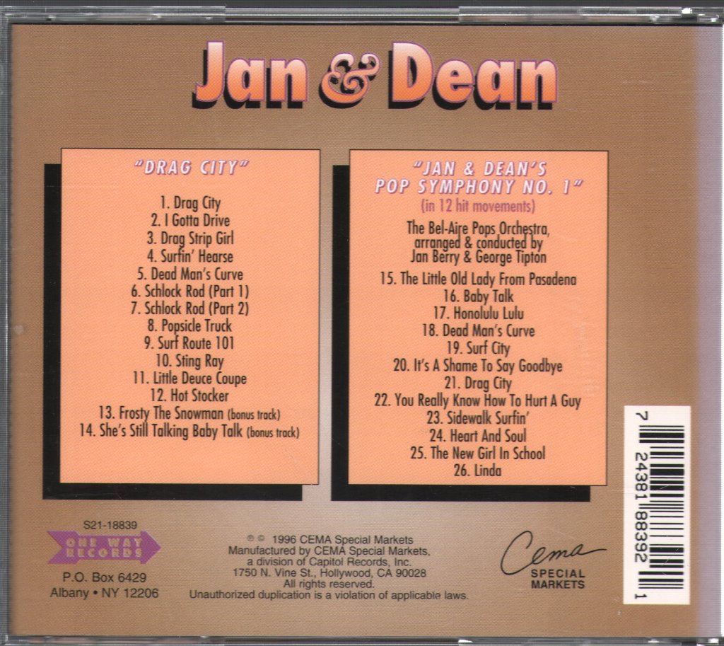 Jan & Dean - Drag City / Jan & Dean's Pop Symphony No.1 - Cd