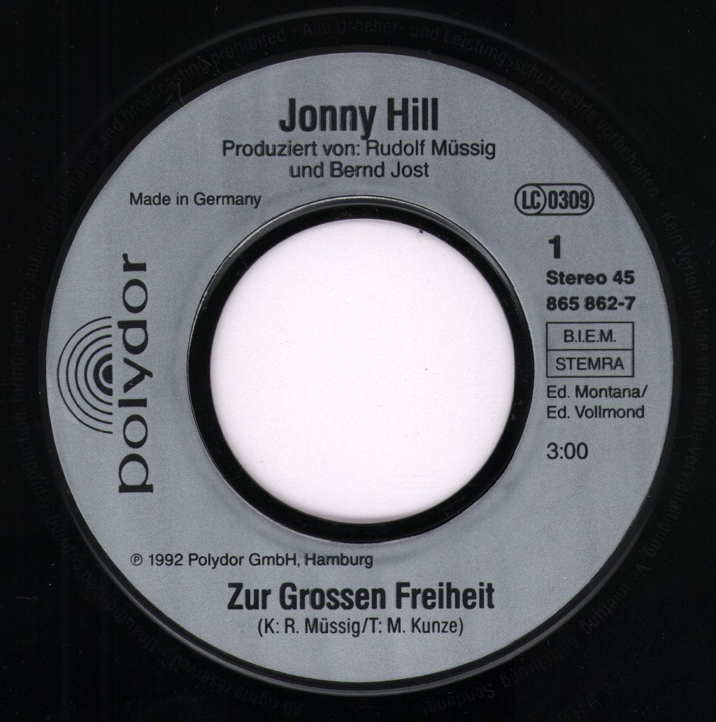 Jonny Hill - Zur Grossen Freiheit - 7 Inch