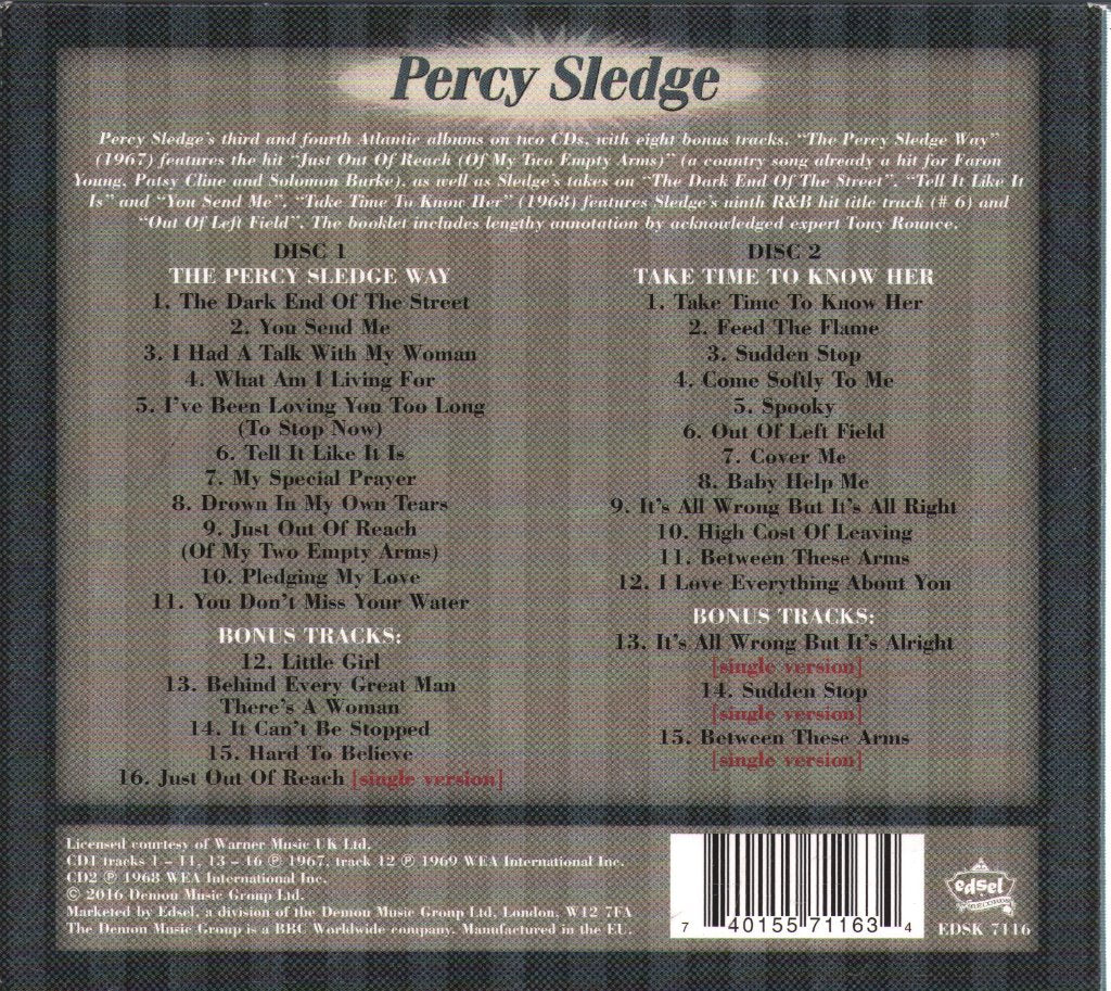 Percy Sledge - Percy Sledge Way / Take Time To Know Her - Double Cd