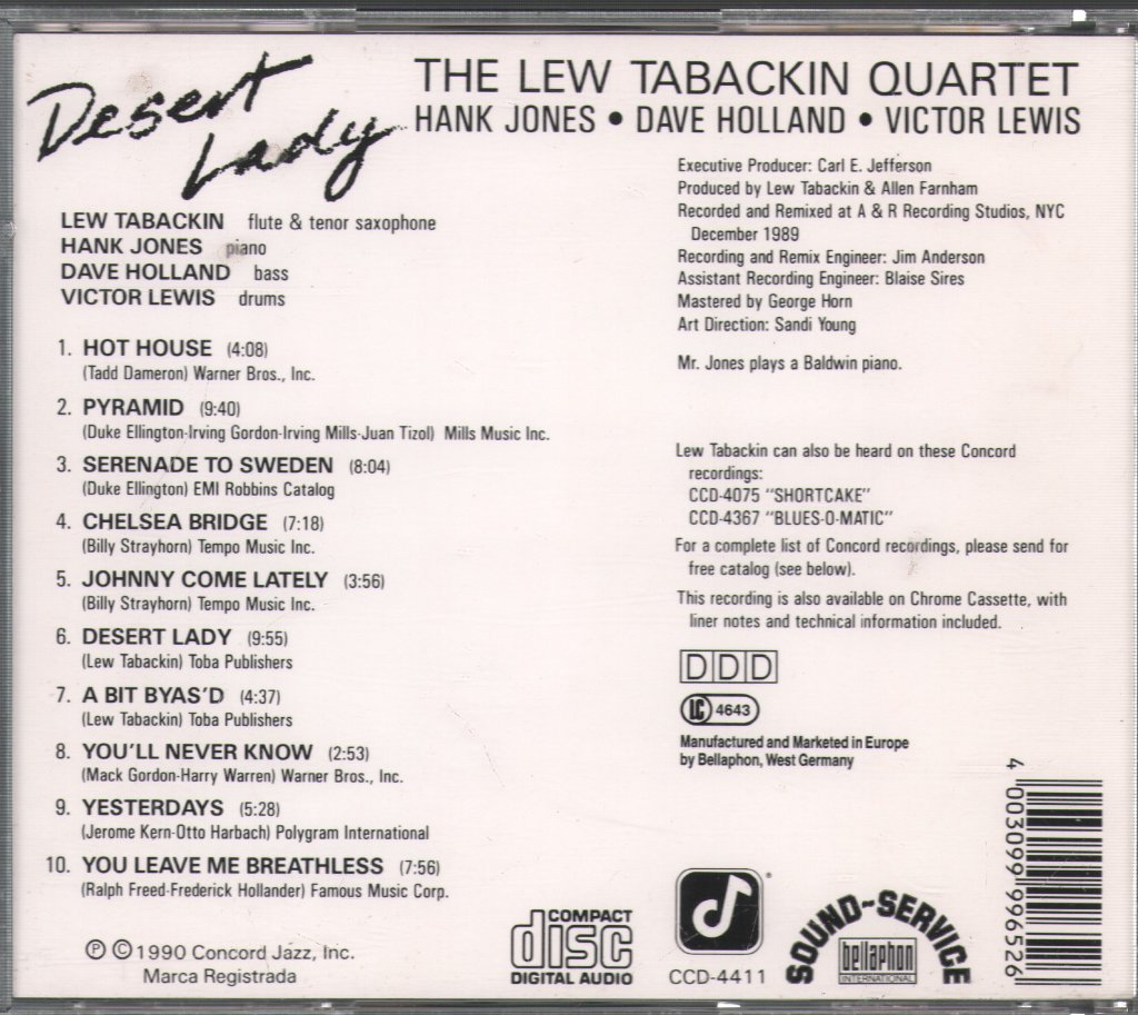 Lew Tabackin Quartet - Desert Lady - Cd