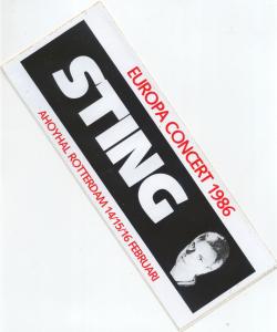 Sting - Ahoyhal Rotterdam 14-16/2/86 - Sticker
