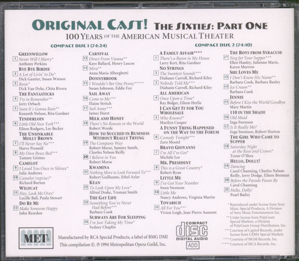Various Artists - Original Cast The Sixties Part One cd - Double Cd