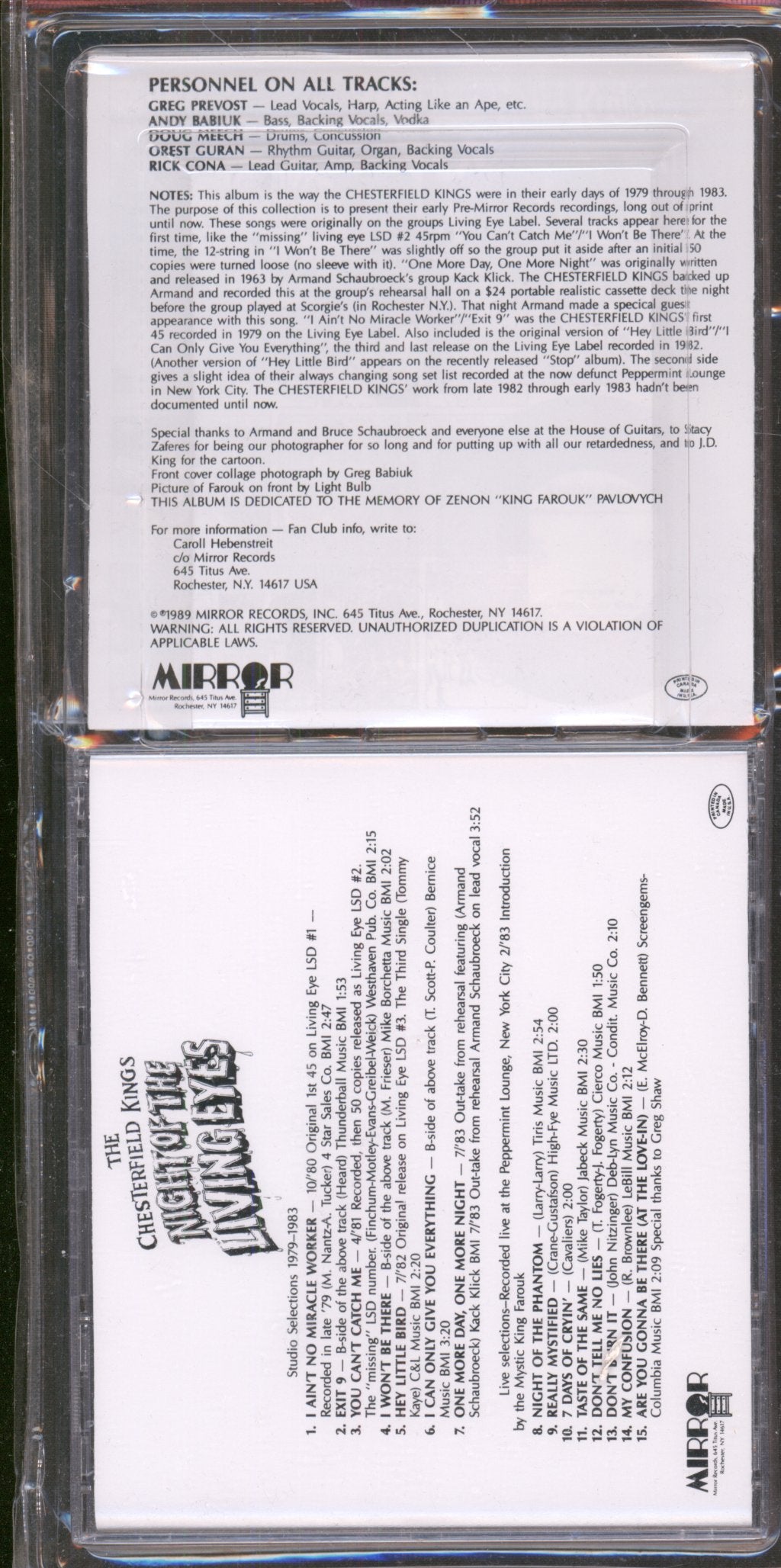 Chesterfield Kings - Night Of The Living Eyes - Cd