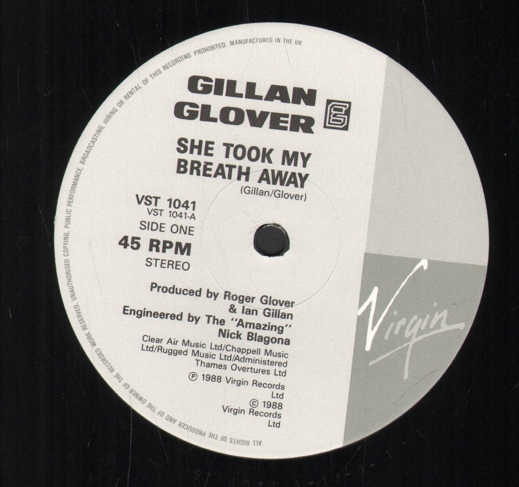 Gillan And Glover - She Took My Breath Away - 12 Inch