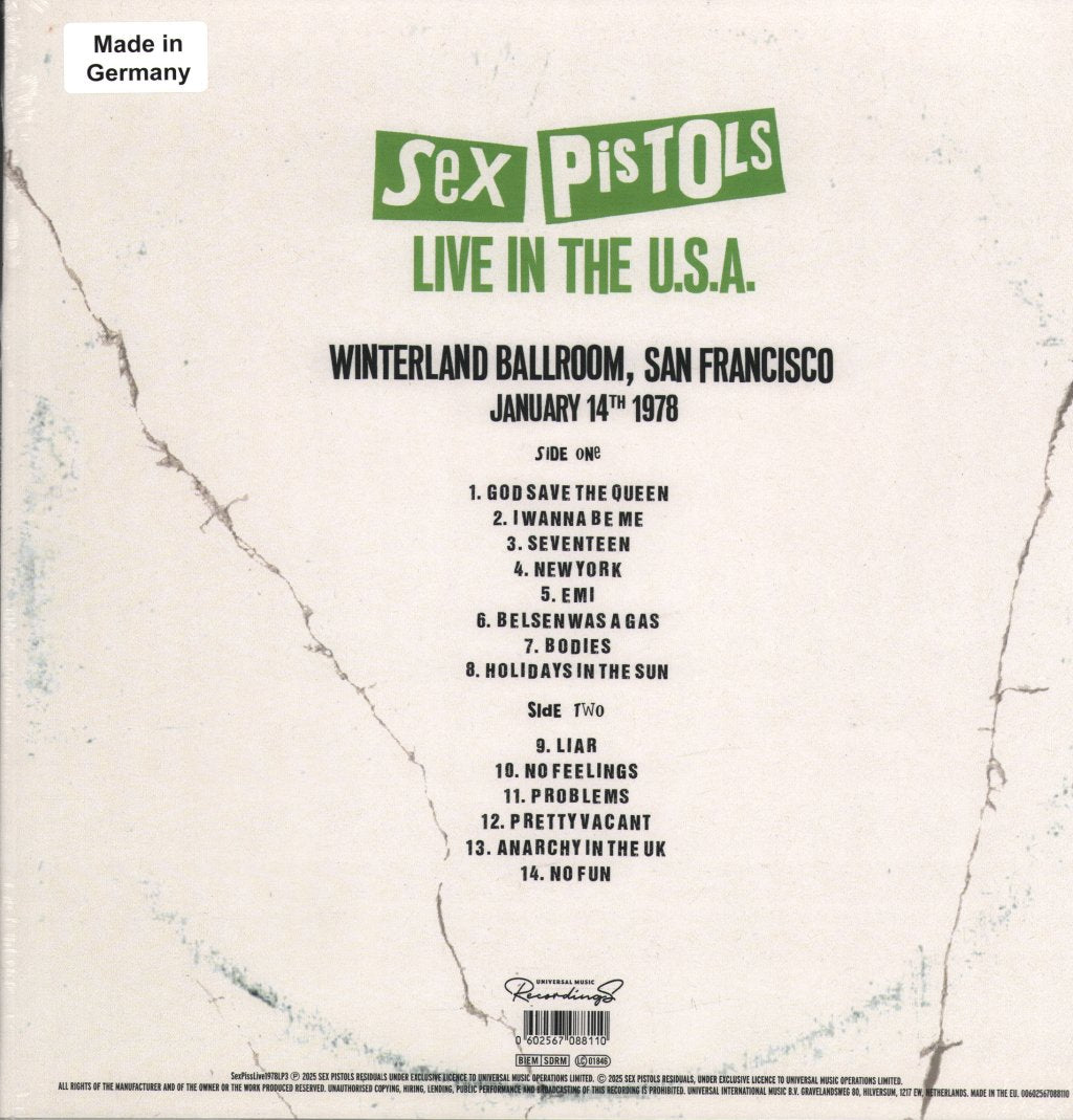 Sex Pistols - Live In The U.S.A 1978 – San Francisco - Lp