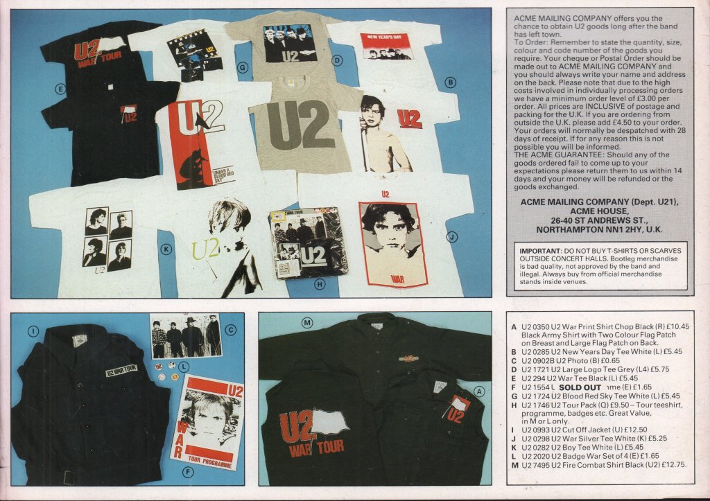 U2 - Unforgettable Fire - Tour Programme