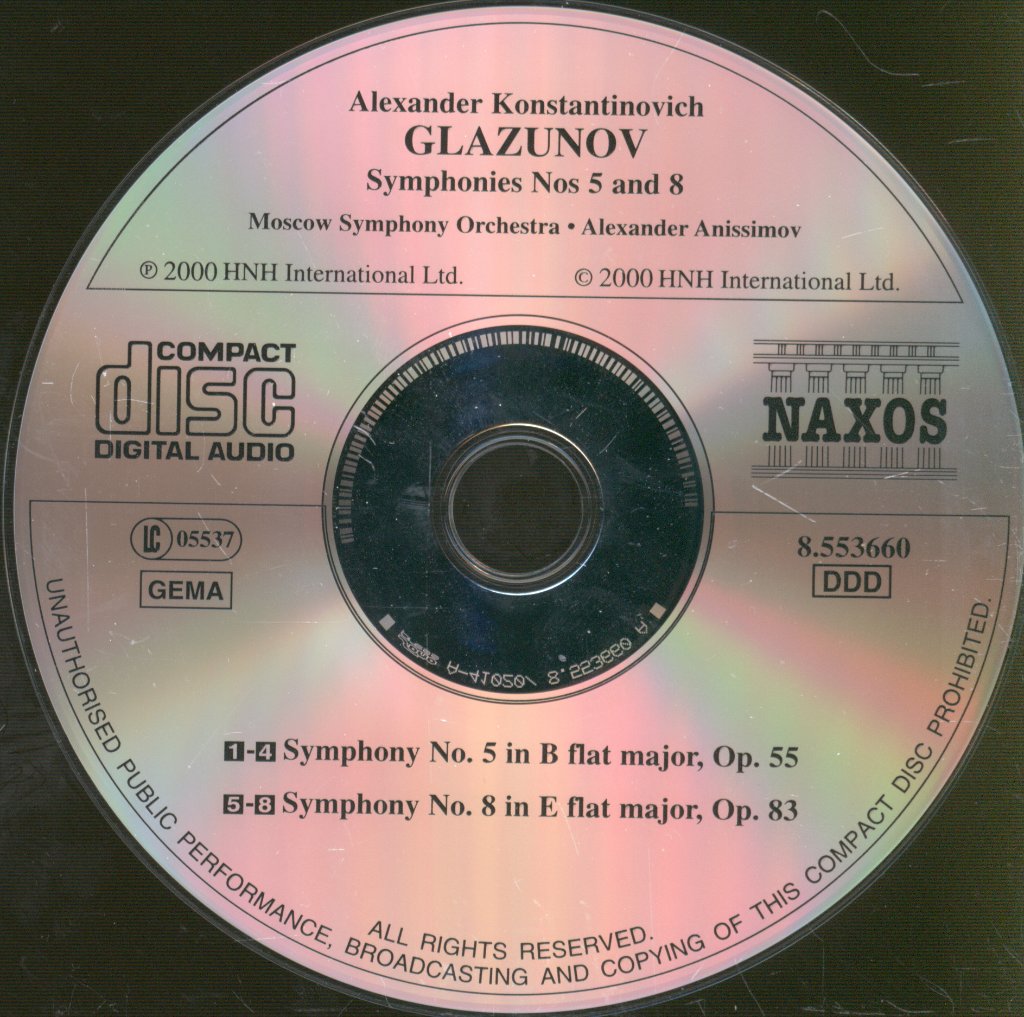 Moscow Symphony Orchestra, Alexander Anissimov - Glazunov - Symphonies Nos. 5 And 8 - Cd