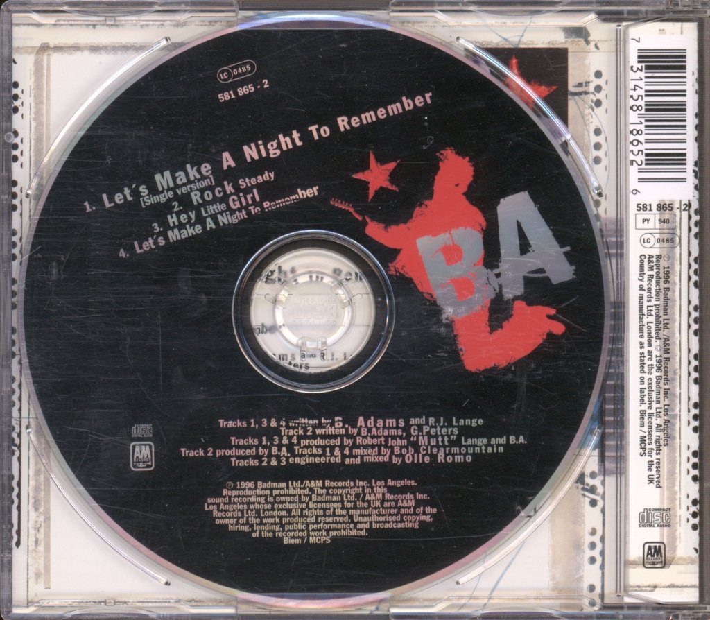 Bryan Adams - Let's Make A Night To Remember - Cd