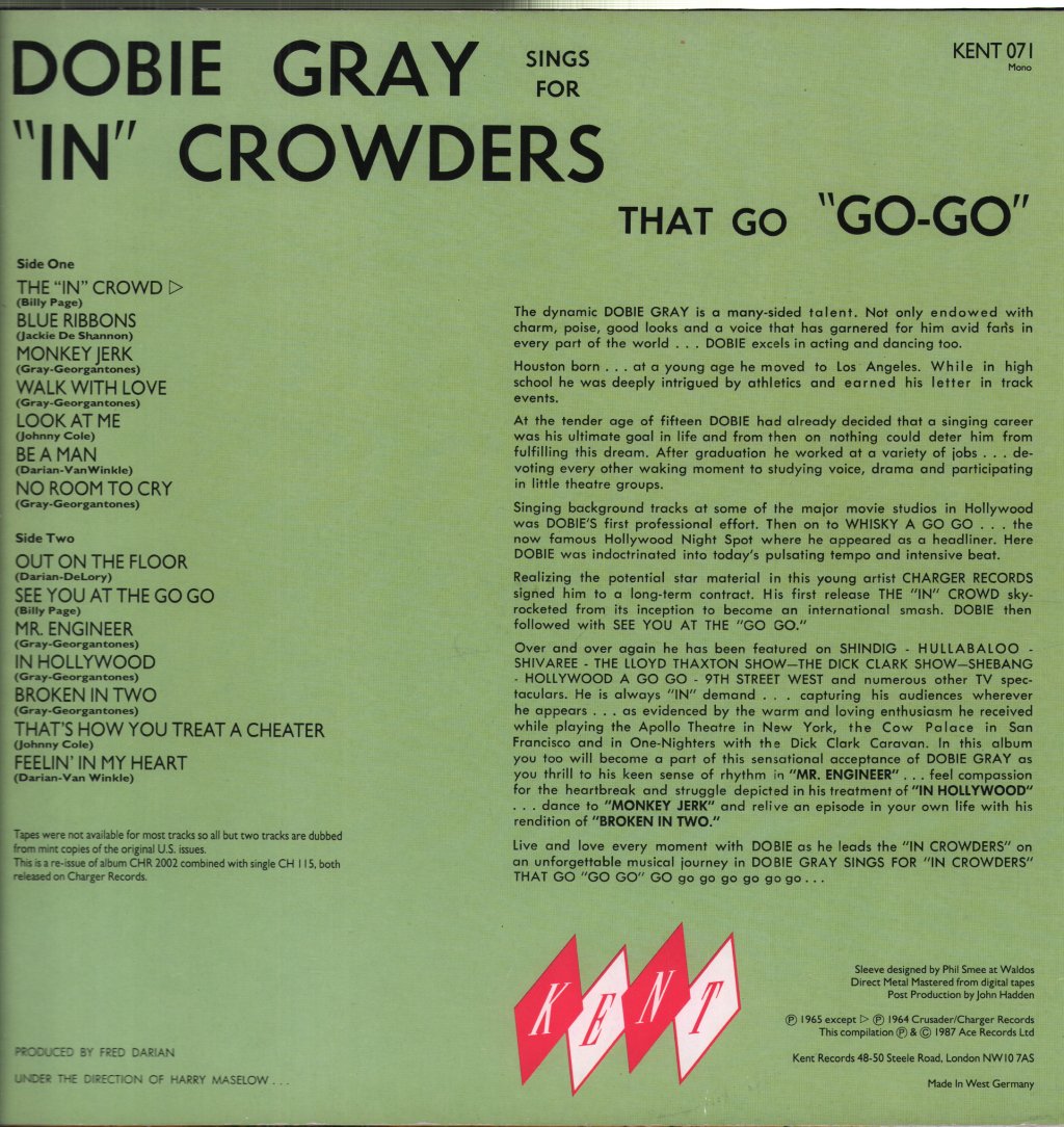 Dobie Gray - Sings For "In" Crowders That Go "Go-Go" - Lp