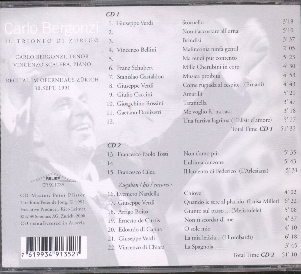 Carlo Bergonzi - Il Trionfo Di Zurigo - Double Cd