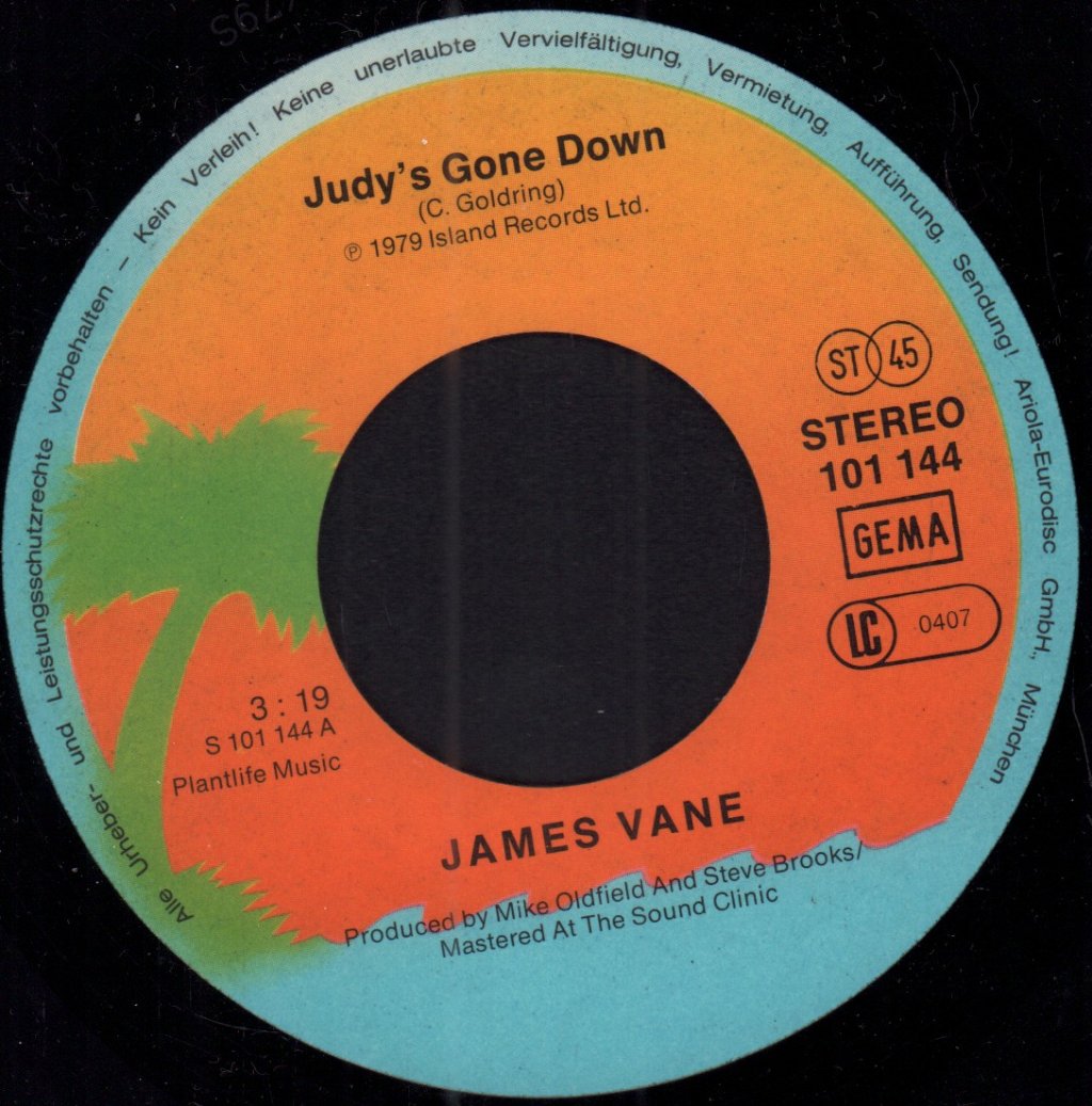 James Vane - Judy's Gone Down - 7 Inch