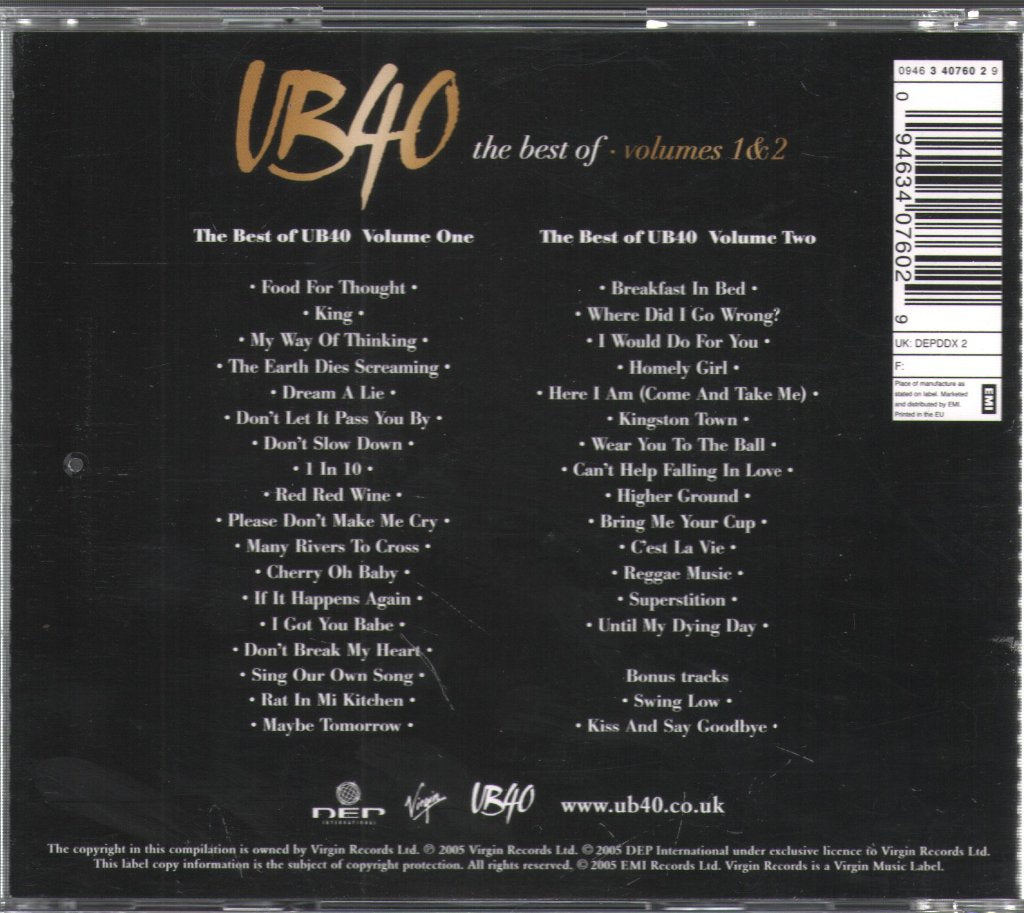 UB40 - Best Of UB40 - Volumes 1 & 2 - Double Cd