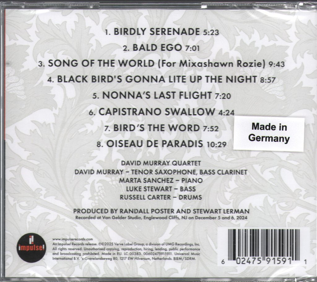 David Murray Quartet - Birdly Serenade - Cd