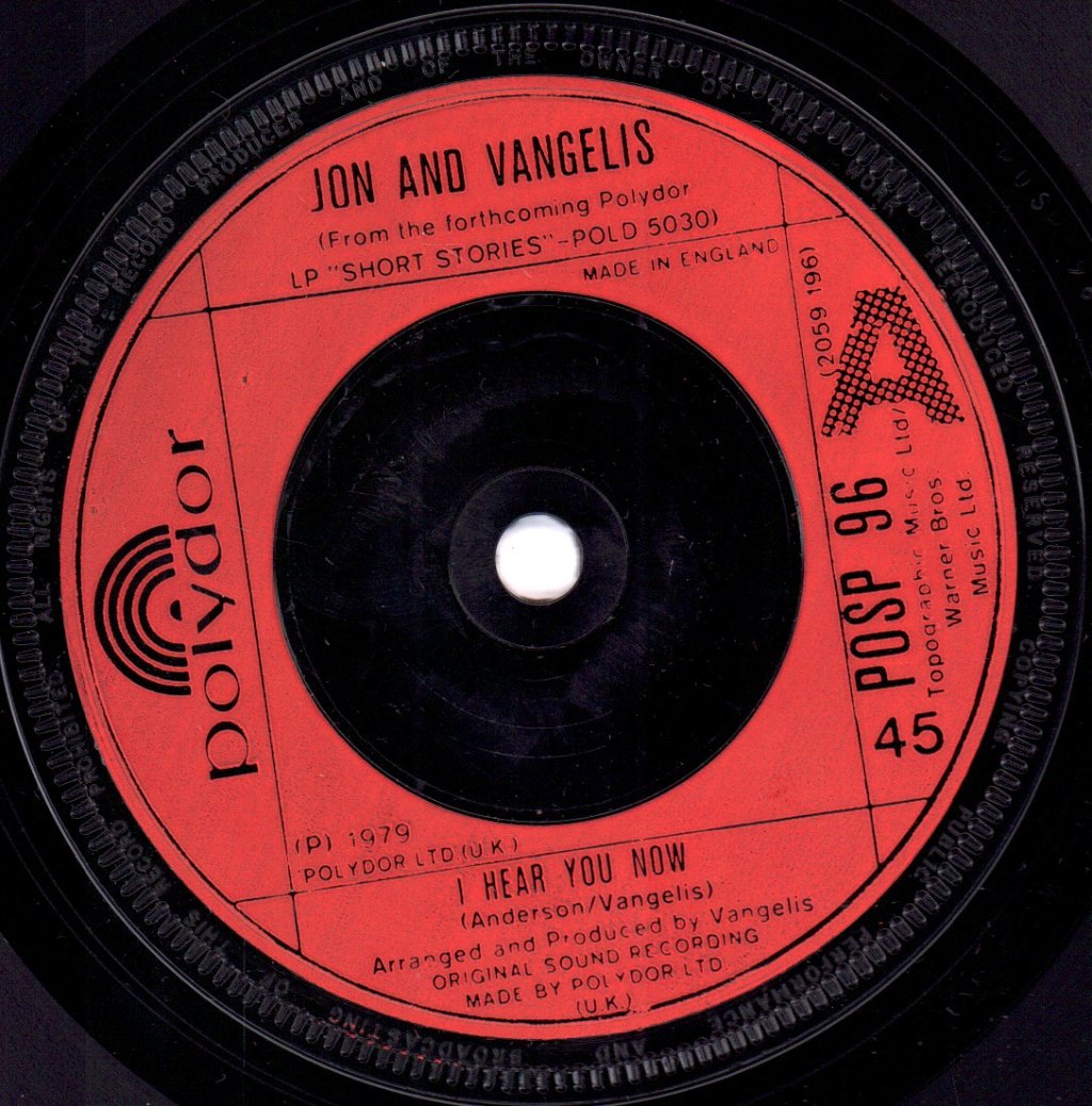 Jon And Vangelis - I Hear You Now - 7 Inch