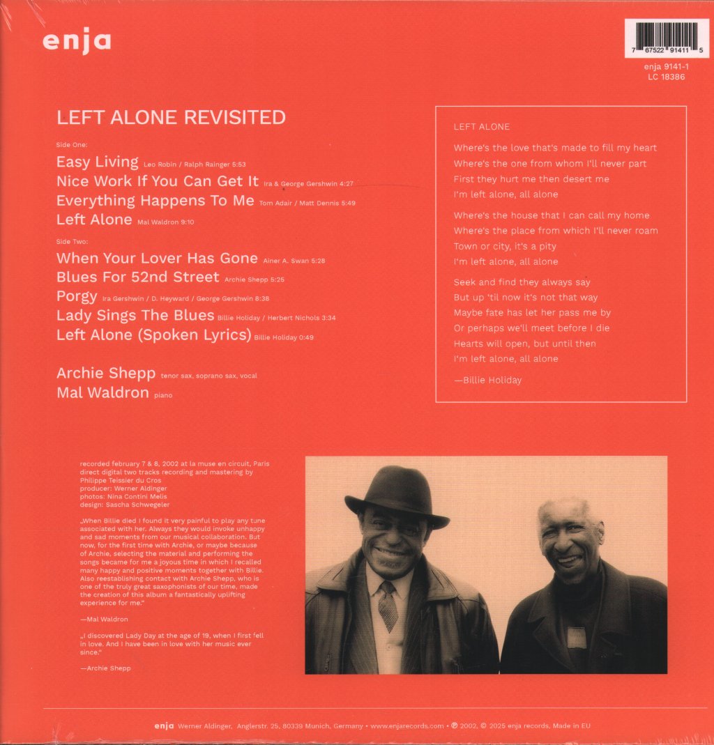 Archie Shepp and Mal Waldron - Left Alone Revisited - Lp