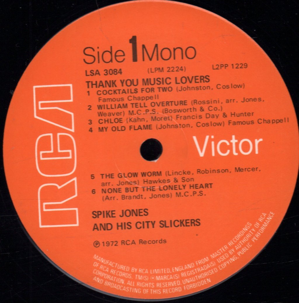 Spike Jones And His City Slickers - Thank You Music Lovers - Lp