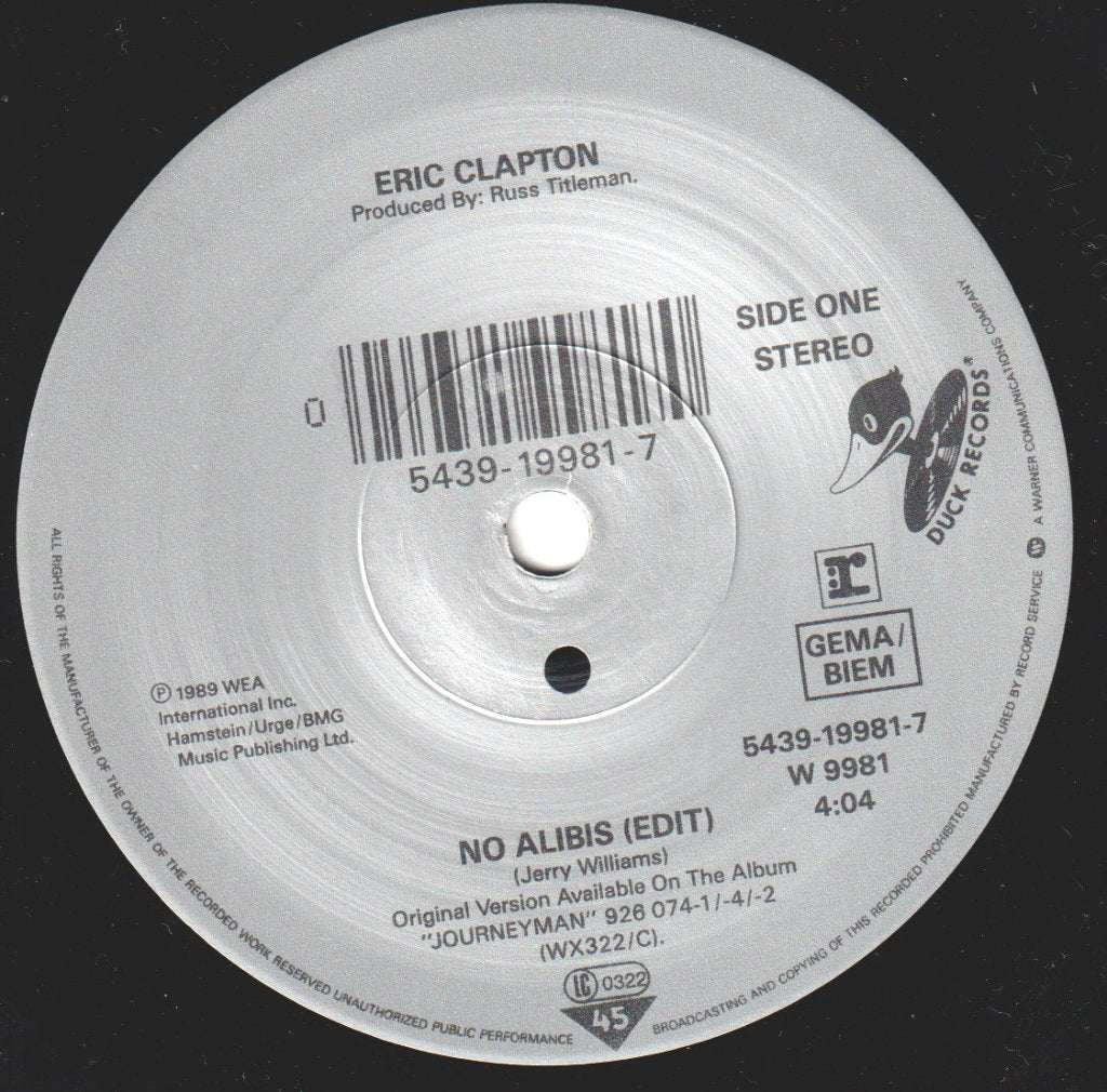 Eric Clapton - No Alibis - 7 Inch