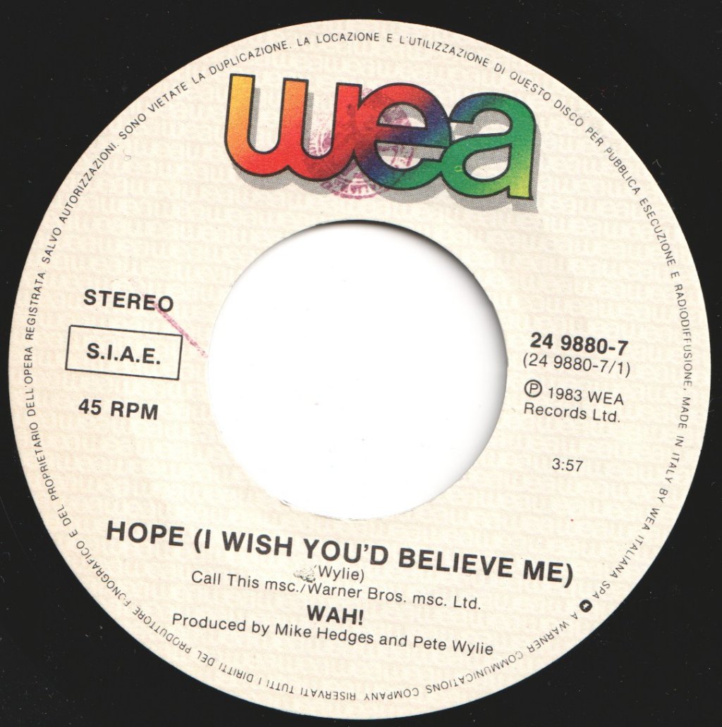 Wah - Hope - 7 Inch