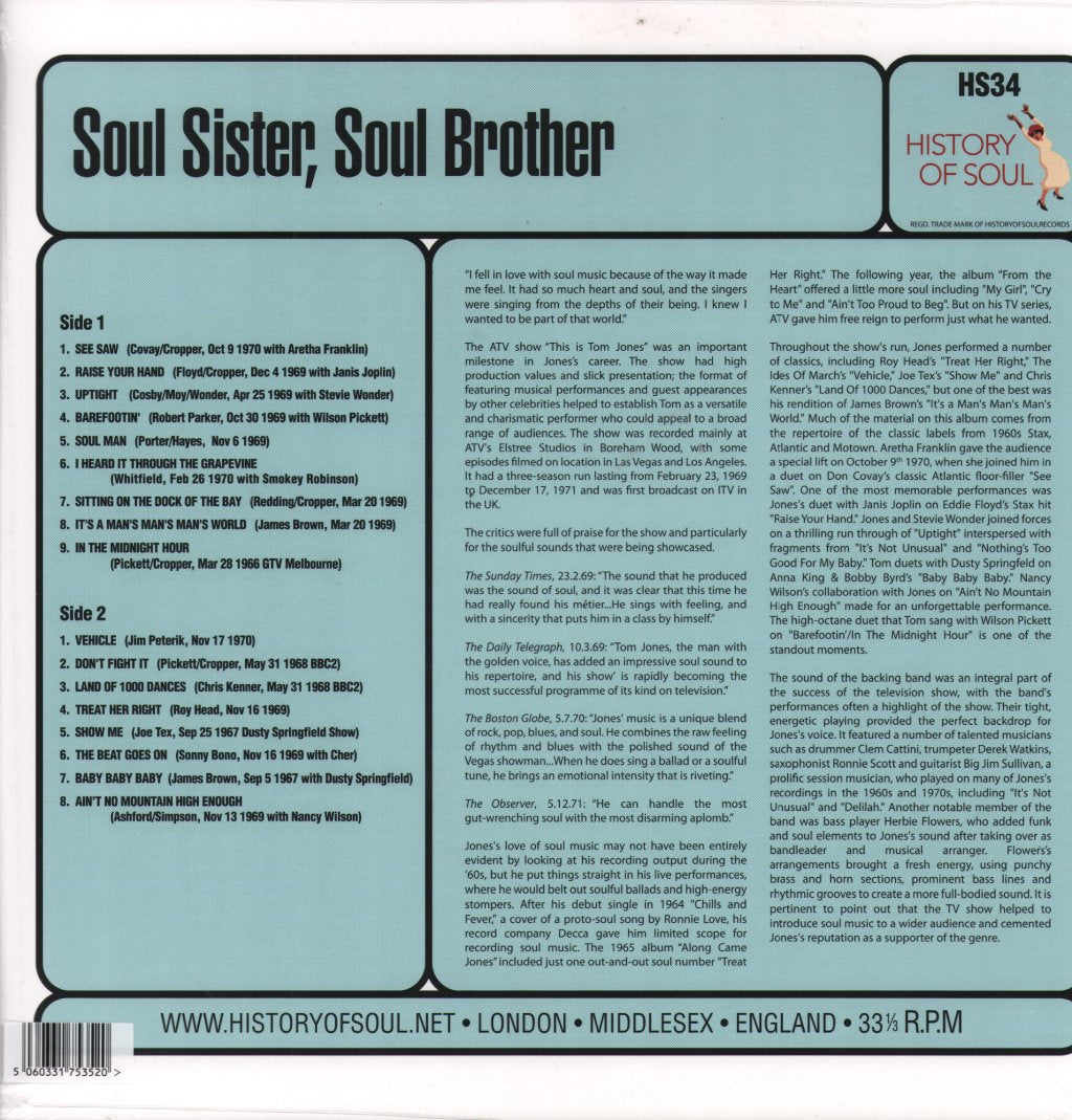 Tom Jones - Soul Sister, Soul Brother - Lp