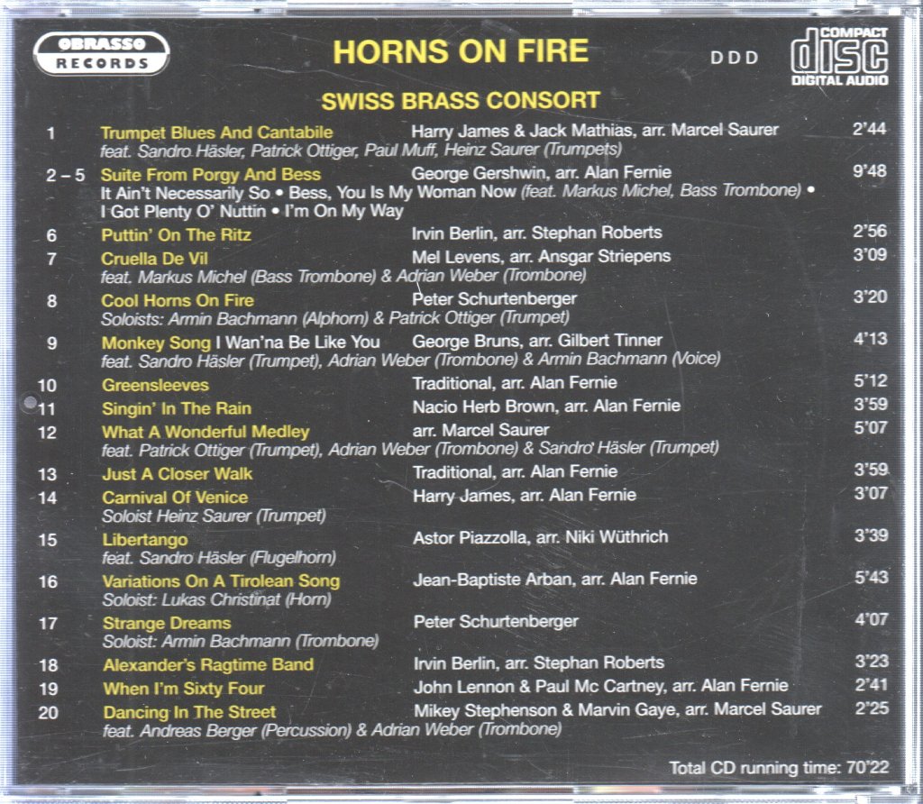 Swiss Brass Consort - Horns On Fire - Cd