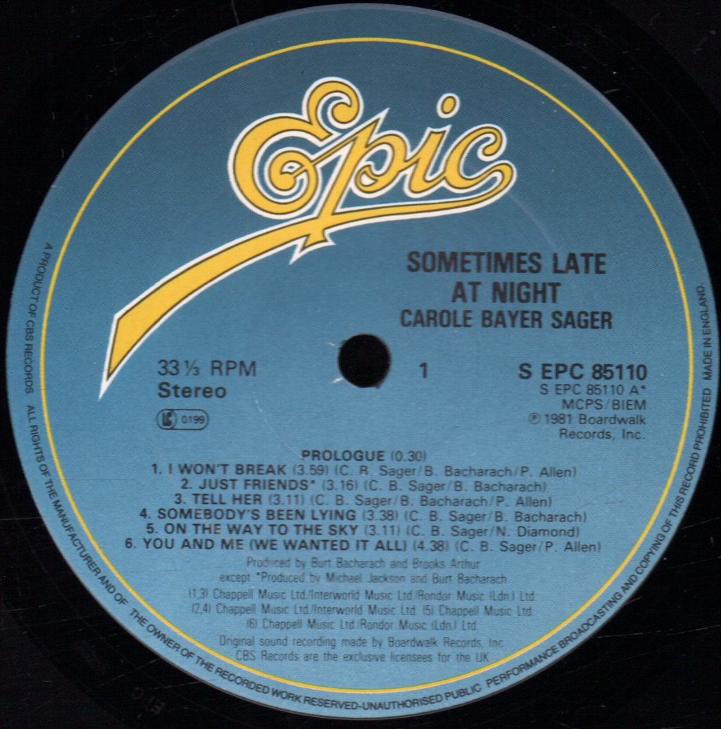 Carole Bayer Sager - Sometimes Late At Night - Lp