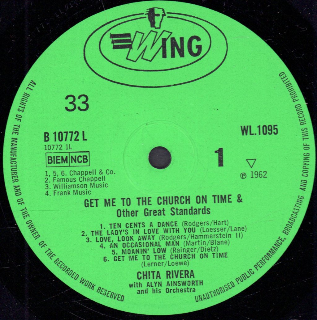 Chita Rivera - Get Me To The Church On Time - Lp